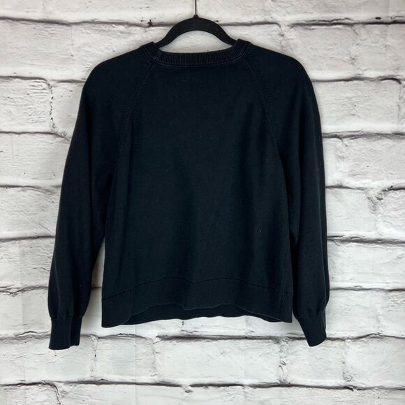 J. Crew Pullover Sweater Black Medium Long Sleeve Crew Neck cashmere blend - Picture 4 of 6